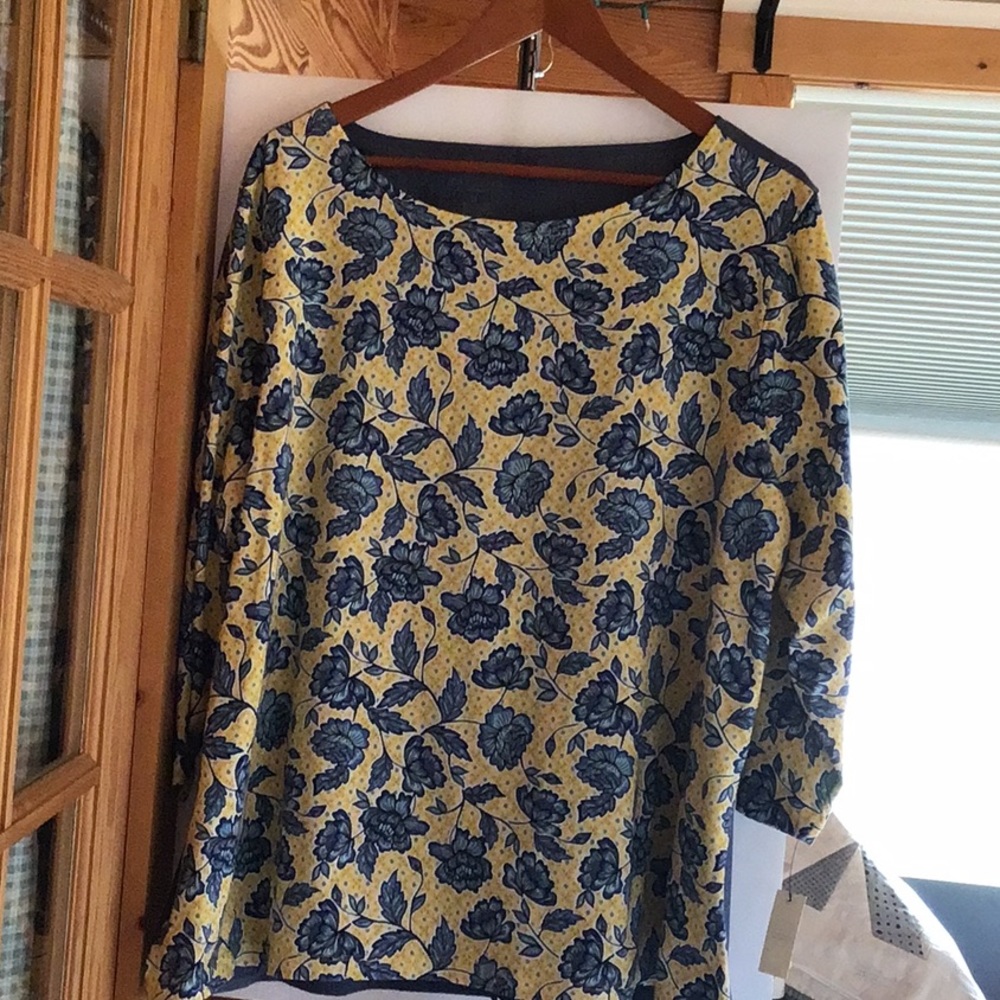Talbots knit and chambray top